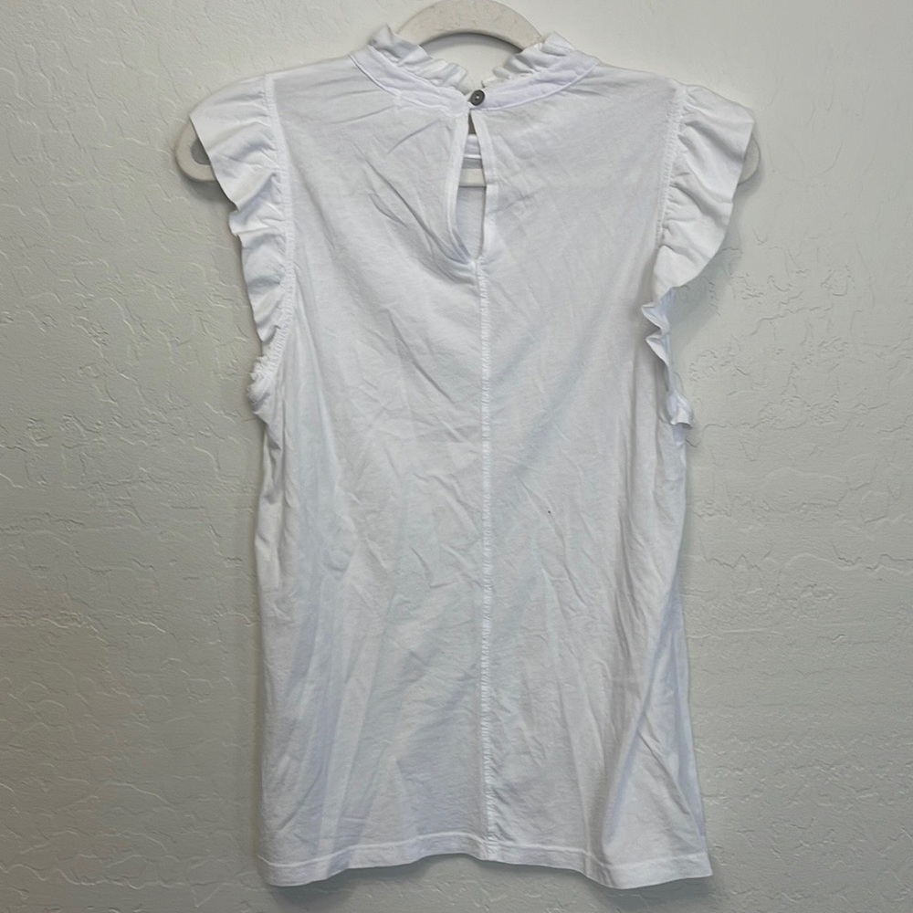 NWT LA made Women’s Small White Ruffle Sleeves Tee Shirt - Picture 6 of 9